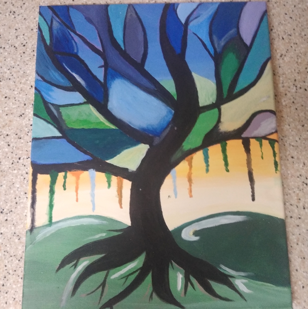 Mosaic tree painting